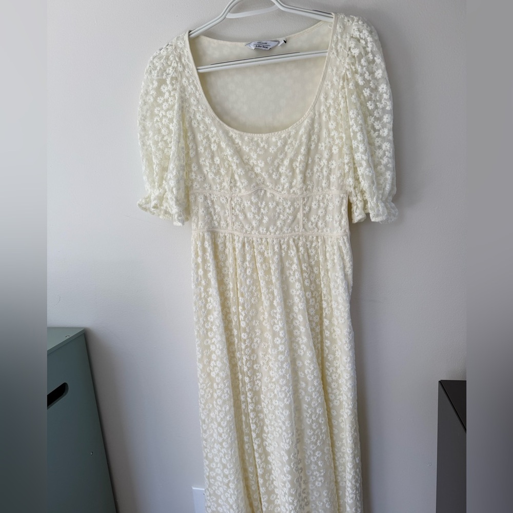 & other stories white midi floral dress size 2